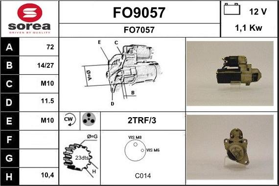 SNRA FO9057 - Motorino d'avviamento autozon.pro