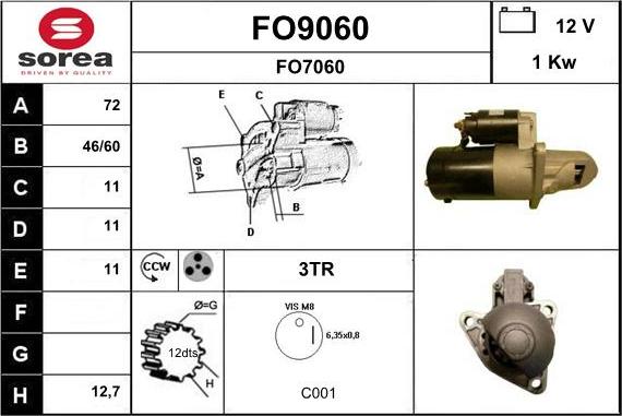 SNRA FO9060 - Motorino d'avviamento autozon.pro