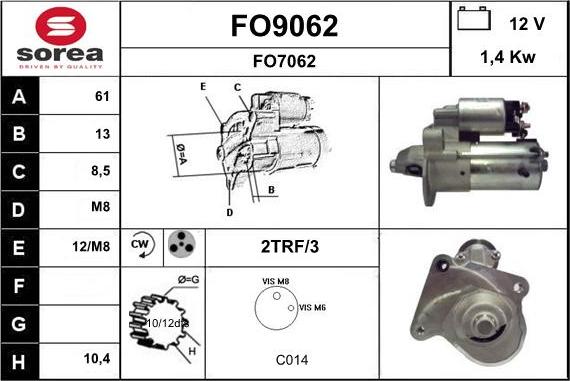 SNRA FO9062 - Motorino d'avviamento autozon.pro