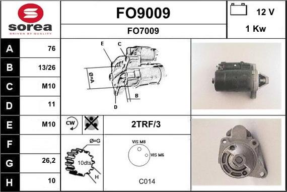 SNRA FO9009 - Motorino d'avviamento autozon.pro