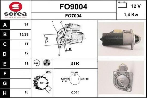 SNRA FO9004 - Motorino d'avviamento autozon.pro