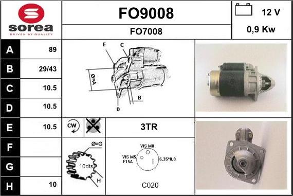 SNRA FO9008 - Motorino d'avviamento autozon.pro