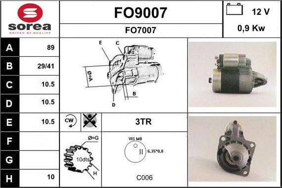 SNRA FO9007 - Motorino d'avviamento autozon.pro