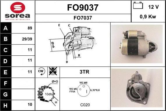 SNRA FO9037 - Motorino d'avviamento autozon.pro