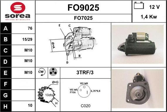 SNRA FO9025 - Motorino d'avviamento autozon.pro