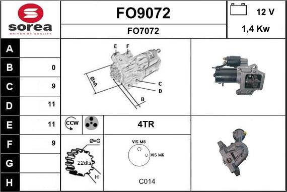 SNRA FO9072 - Motorino d'avviamento autozon.pro