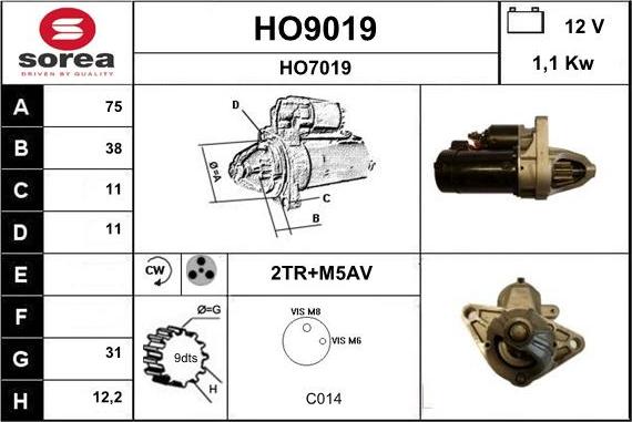 SNRA HO9019 - Motorino d'avviamento autozon.pro