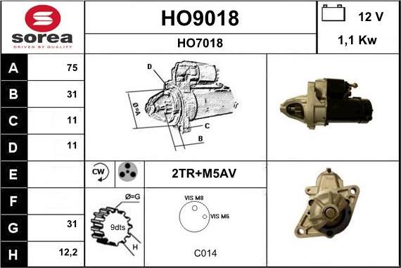 SNRA HO9018 - Motorino d'avviamento autozon.pro