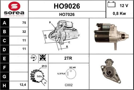 SNRA HO9026 - Motorino d'avviamento autozon.pro