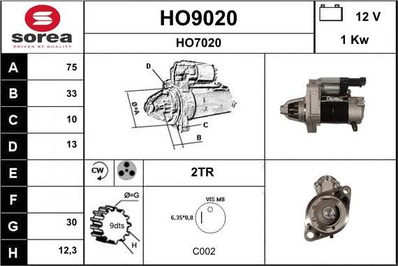 SNRA HO9020 - Motorino d'avviamento autozon.pro