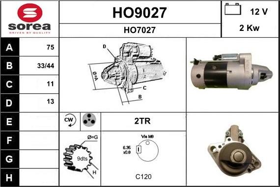 SNRA HO9027 - Motorino d'avviamento autozon.pro