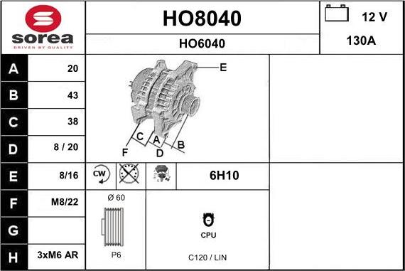 SNRA HO8040 - Alternatore autozon.pro