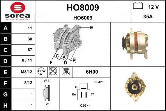 SNRA HO8009 - Alternatore autozon.pro