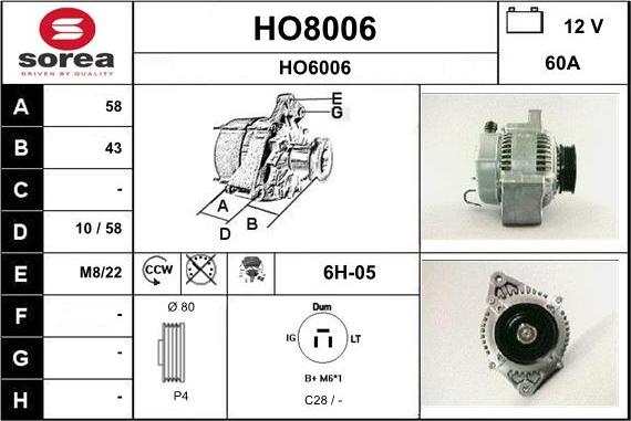 SNRA HO8006 - Alternatore autozon.pro