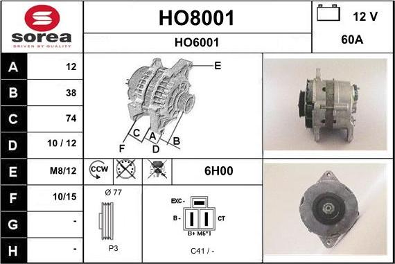 SNRA HO8001 - Alternatore autozon.pro