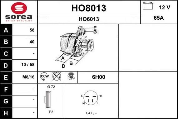 SNRA HO8013 - Alternatore autozon.pro