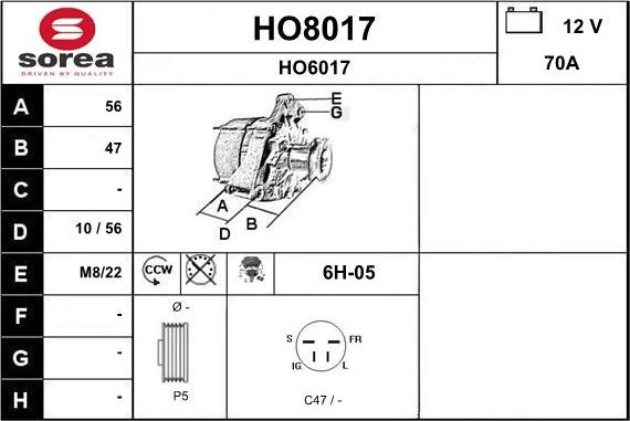 SNRA HO8017 - Alternatore autozon.pro