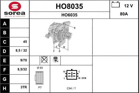 SNRA HO8035 - Alternatore autozon.pro