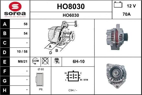 SNRA HO8030 - Alternatore autozon.pro