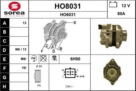 SNRA HO8031 - Alternatore autozon.pro