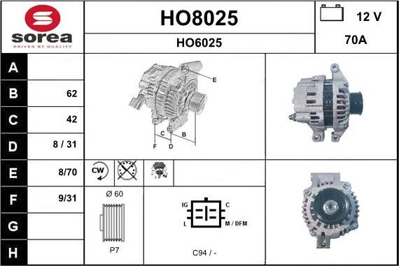 SNRA HO8025 - Alternatore autozon.pro