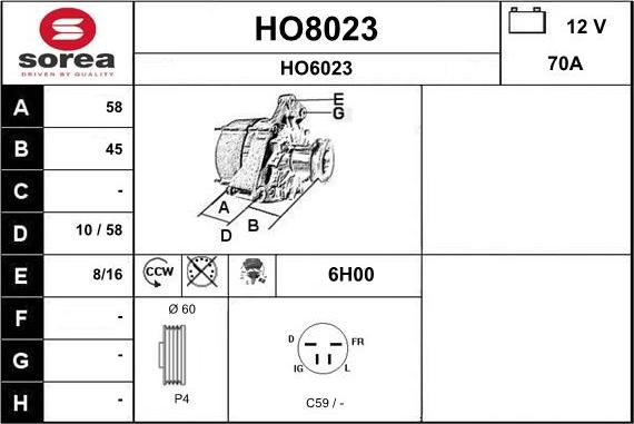 SNRA HO8023 - Alternatore autozon.pro