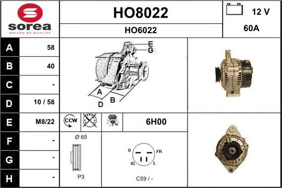 SNRA HO8022 - Alternatore autozon.pro