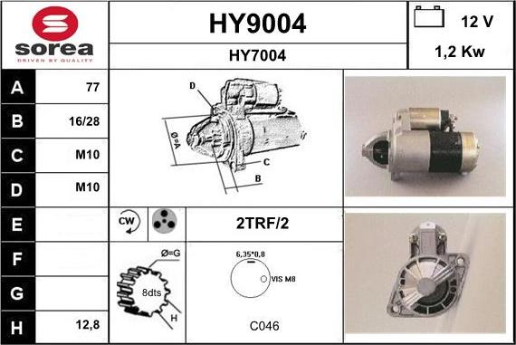 SNRA HY9004 - Motorino d'avviamento autozon.pro