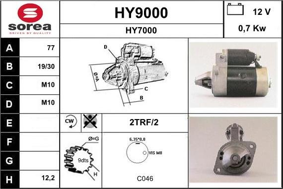 SNRA HY9000 - Motorino d'avviamento autozon.pro