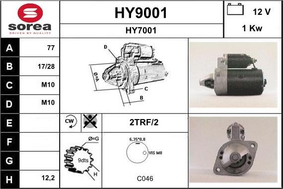 SNRA HY9001 - Motorino d'avviamento autozon.pro