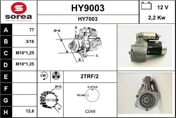 SNRA HY9003 - Motorino d'avviamento autozon.pro