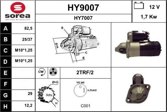 SNRA HY9007 - Motorino d'avviamento autozon.pro