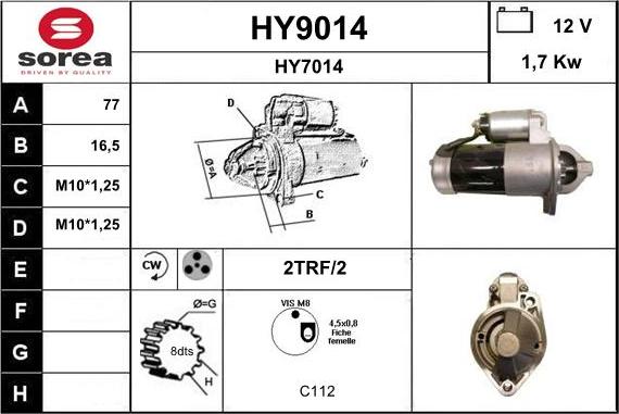 SNRA HY9014 - Motorino d'avviamento autozon.pro