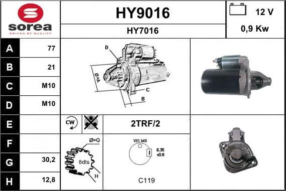 SNRA HY9016 - Motorino d'avviamento autozon.pro