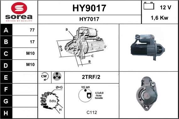 SNRA HY9017 - Motorino d'avviamento autozon.pro