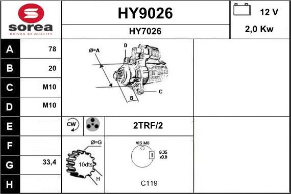 SNRA HY9026 - Motorino d'avviamento autozon.pro