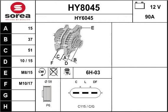 SNRA HY8045 - Alternatore autozon.pro