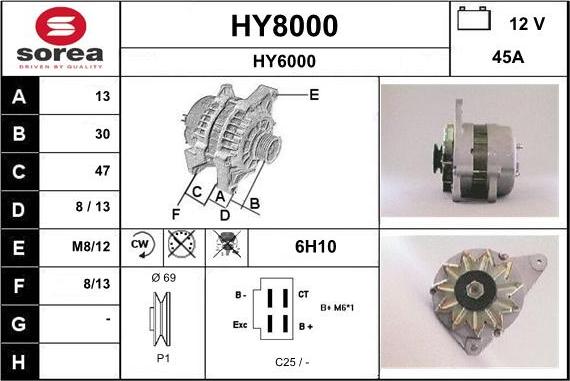 SNRA HY8000 - Alternatore autozon.pro