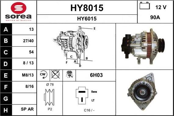 SNRA HY8015 - Alternatore autozon.pro