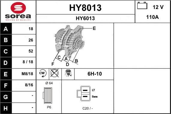 SNRA HY8013 - Alternatore autozon.pro