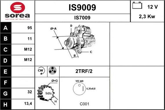 SNRA IS9009 - Motorino d'avviamento autozon.pro