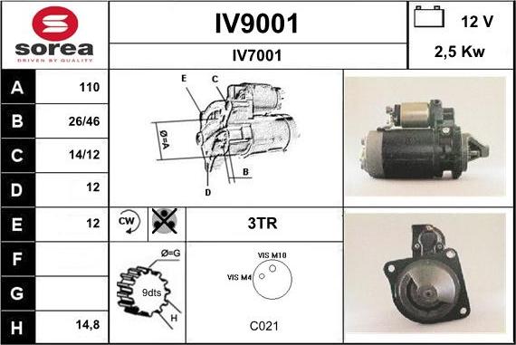 SNRA IV9001 - Motorino d'avviamento autozon.pro