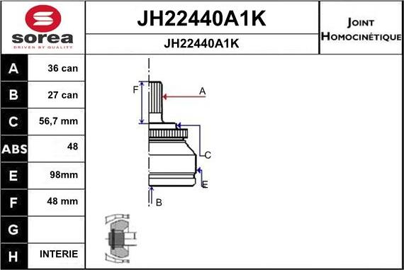 SNRA JH22440A1K - Kit giunti, Semiasse autozon.pro