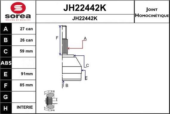 SNRA JH22442K - Kit giunti, Semiasse autozon.pro