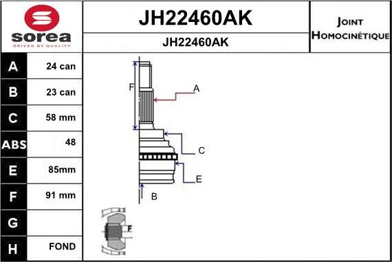 SNRA JH22460AK - Kit giunti, Semiasse autozon.pro