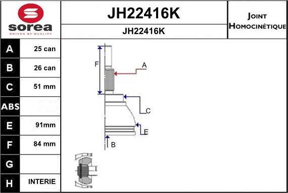 SNRA JH22416K - Kit giunti, Semiasse autozon.pro