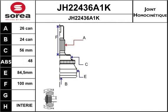 SNRA JH22436A1K - Kit giunti, Semiasse autozon.pro