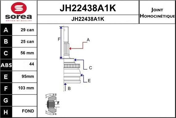 SNRA JH22438A1K - Kit giunti, Semiasse autozon.pro