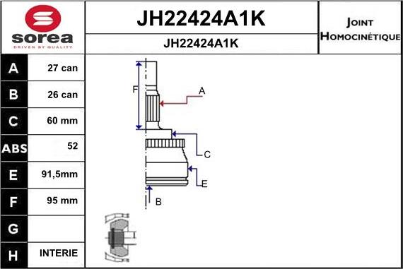 SNRA JH22424A1K - Kit giunti, Semiasse autozon.pro