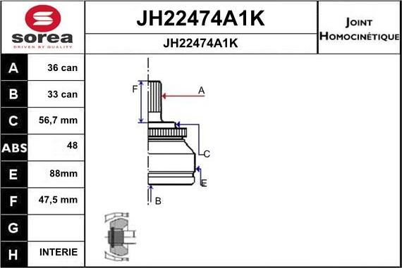 SNRA JH22474A1K - Kit giunti, Semiasse autozon.pro